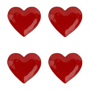 Red Valentines Day Stoneware Appetizer Heart Plates See Description